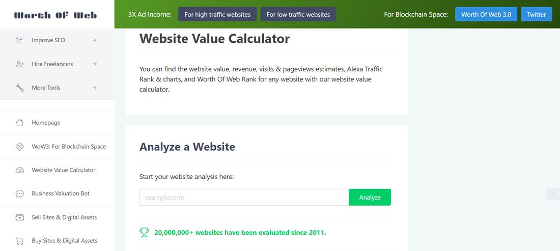Worth Of Web Website Value Calculator