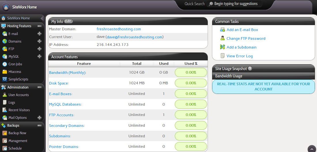 Interworx Dashboard
