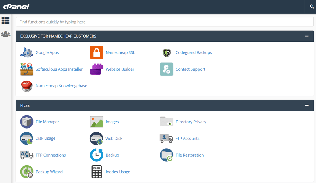 cpanel dashboard