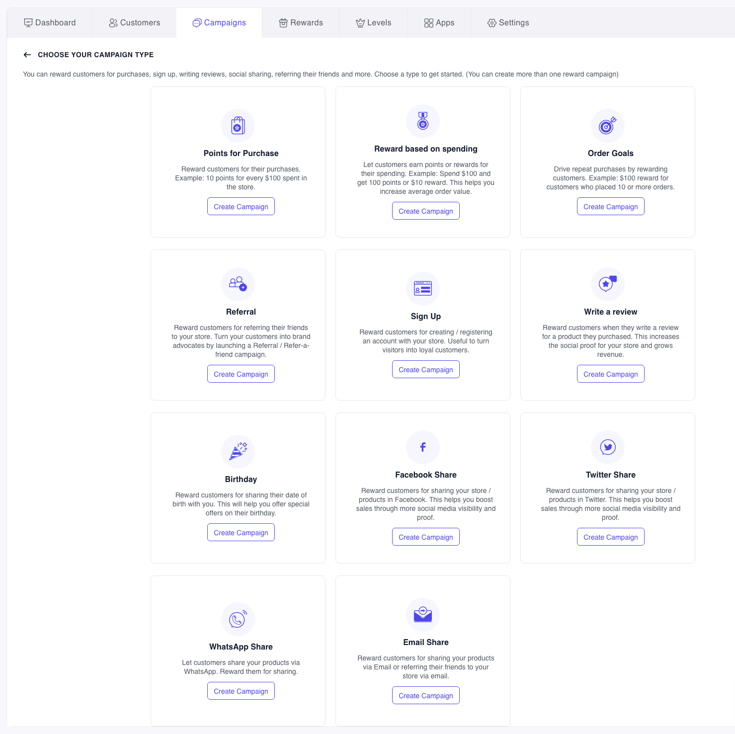 WPLoyalty Create Campaign Dashboard